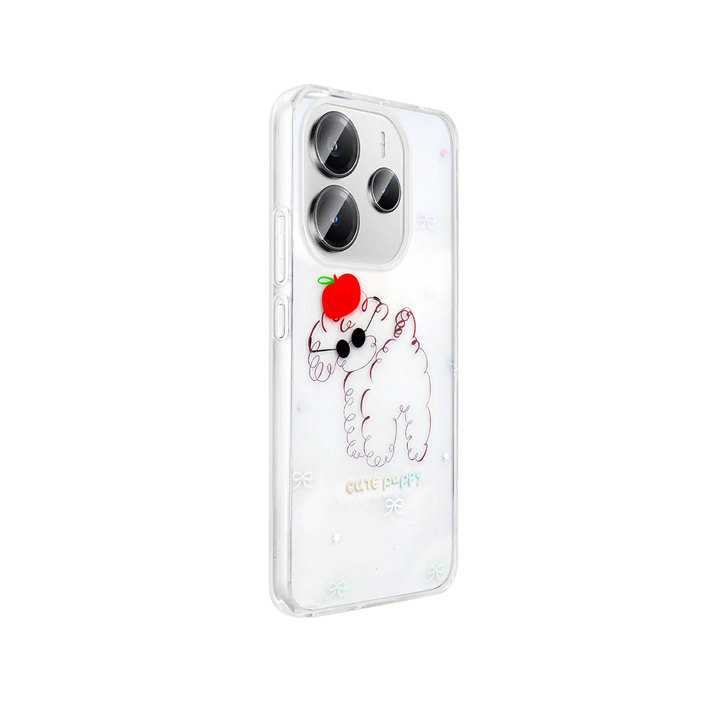 Xiaomi Redmi Note 14 4G Kılıf Şeffaf Figürlü Zore Folk Sert Kapak Çilek