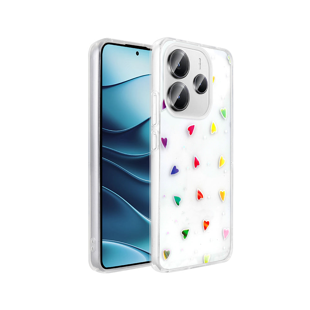 Xiaomi Redmi Note 14 4G Kılıf Şeffaf Figürlü Zore Folk Sert Kapak Kalp