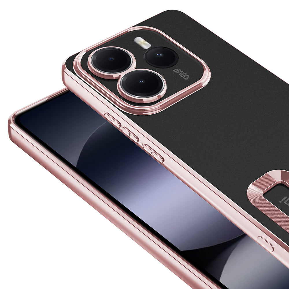 Xiaomi Redmi Note 14 5G Kılıf Kamera Korumalı Logo Gösteren Zore Omega Kapak Siyah
