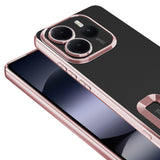 Xiaomi Redmi Note 14 5G Kılıf Kamera Korumalı Logo Gösteren Zore Omega Kapak Rose Gold