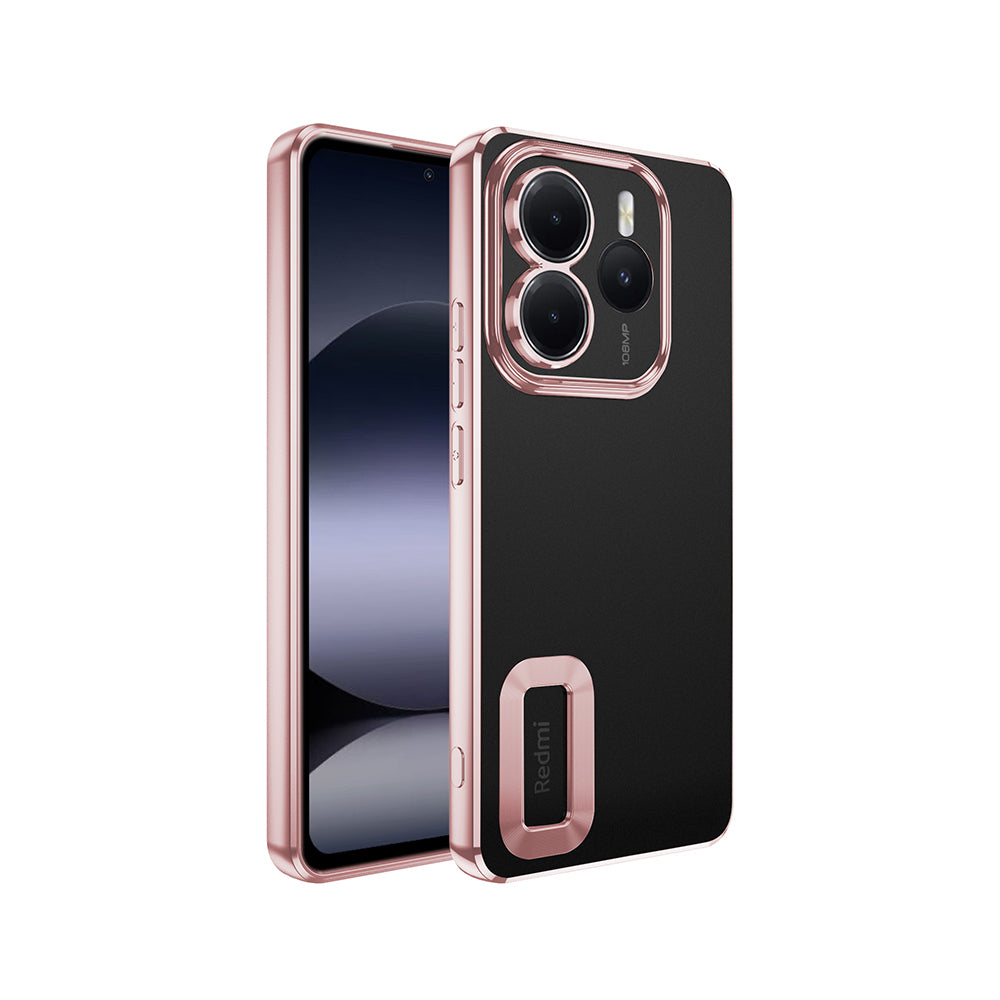 Xiaomi Redmi Note 14 5G Kılıf Kamera Korumalı Logo Gösteren Zore Omega Kapak Rose Gold