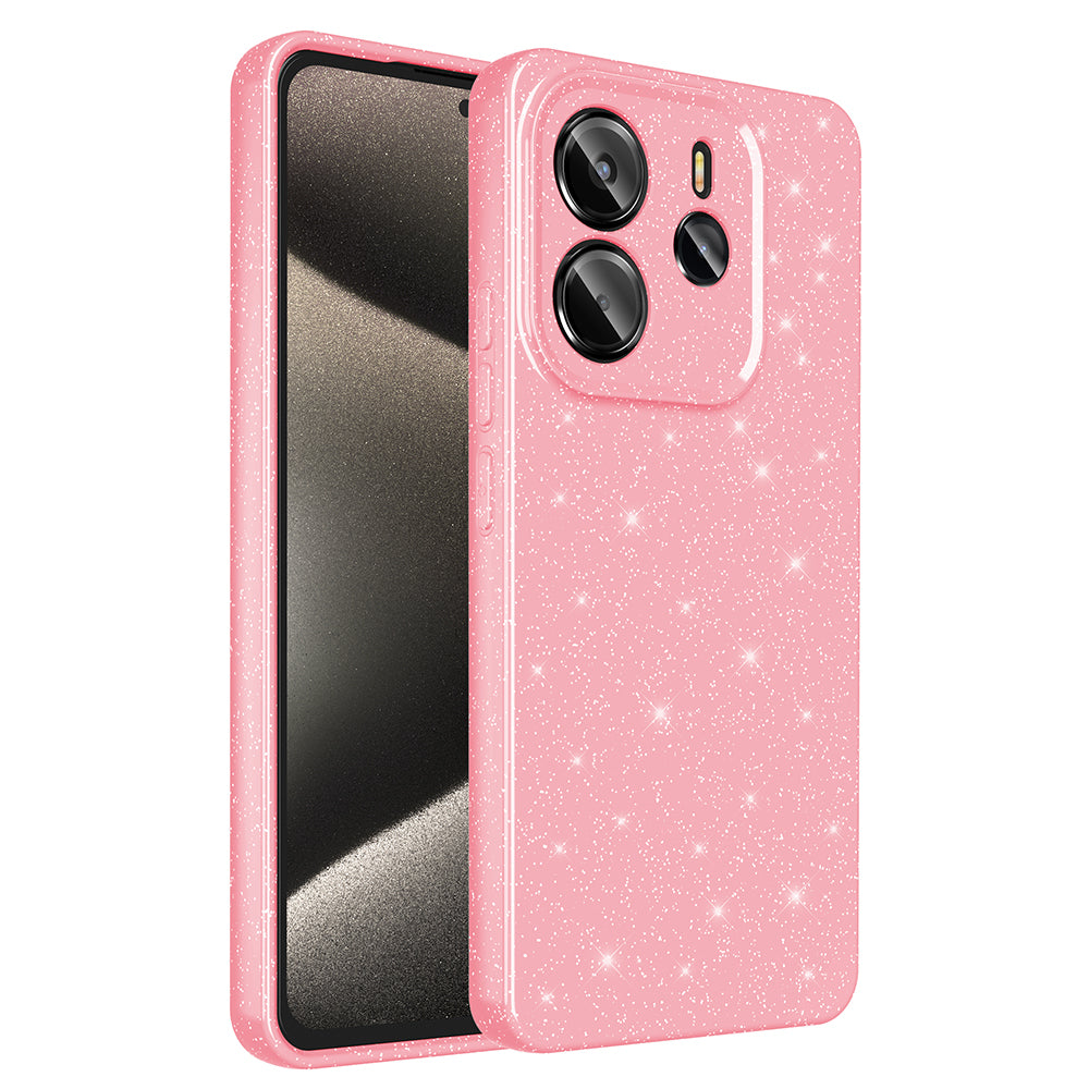 Xiaomi Redmi Note 14 Kılıf Kamera Korumalı Simli Lüks Zore Koton Kapak Açık Pembe