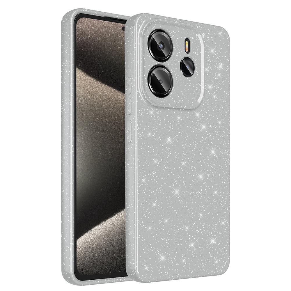 Xiaomi Redmi Note 14 Kılıf Kamera Korumalı Simli Lüks Zore Koton Kapak Gümüş