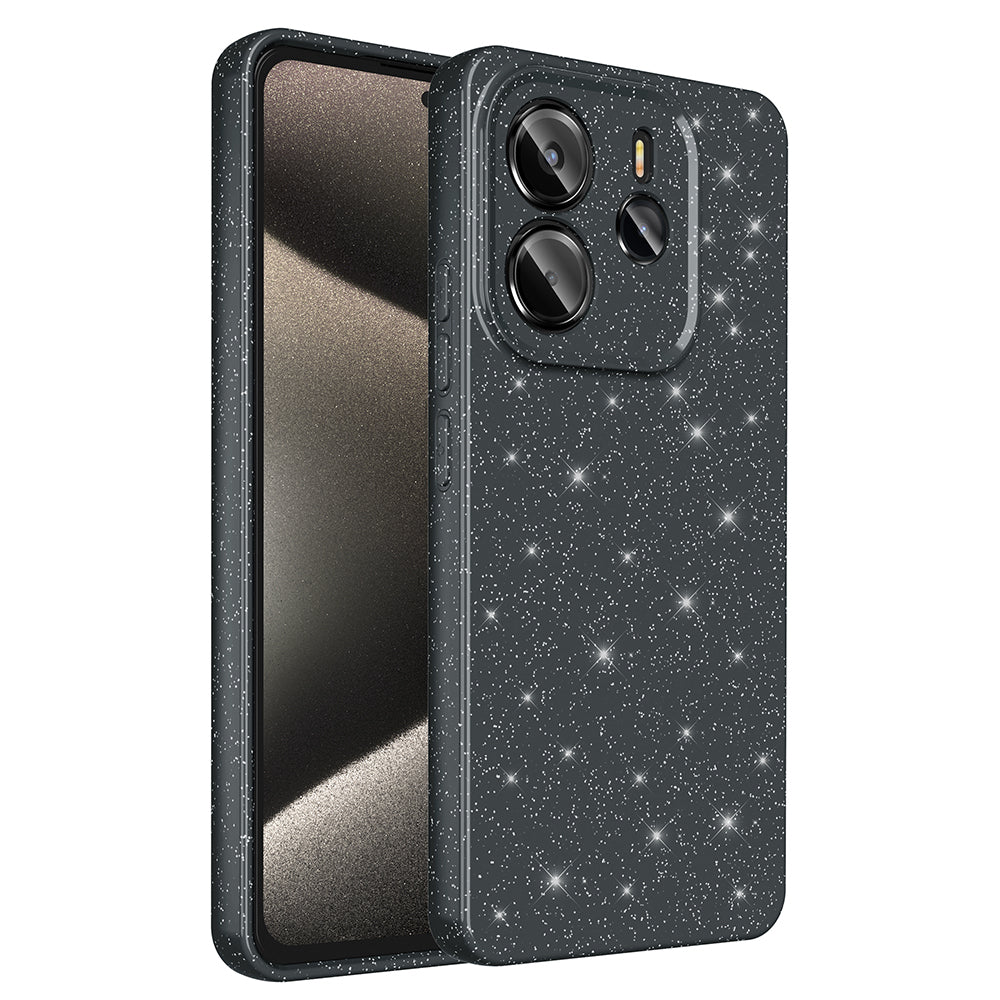 Xiaomi Redmi Note 14 Kılıf Kamera Korumalı Simli Lüks Zore Koton Kapak Siyah