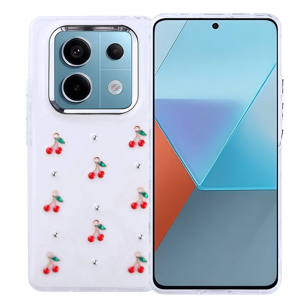 Xiaomi Redmi Note 14 Pro 4G Kılıf Airbag Tasarımlı Simli Şeffaf Zore Kutup Kapak Kiraz
