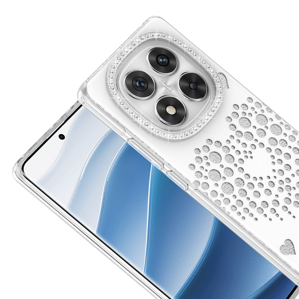 Xiaomi Redmi Note 14 Pro 4G Kılıf Damla Taşlı Zore Rivas Sert PC Kapak Beyaz