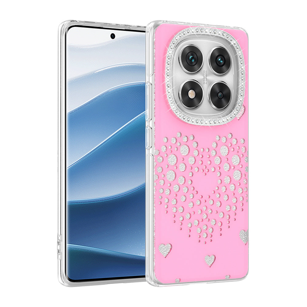 Xiaomi Redmi Note 14 Pro 4G Kılıf Damla Taşlı Zore Rivas Sert PC Kapak Pembe
