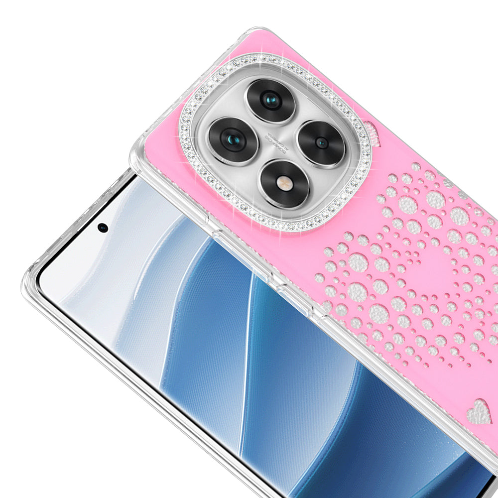 Xiaomi Redmi Note 14 Pro 4G Kılıf Damla Taşlı Zore Rivas Sert PC Kapak Pembe
