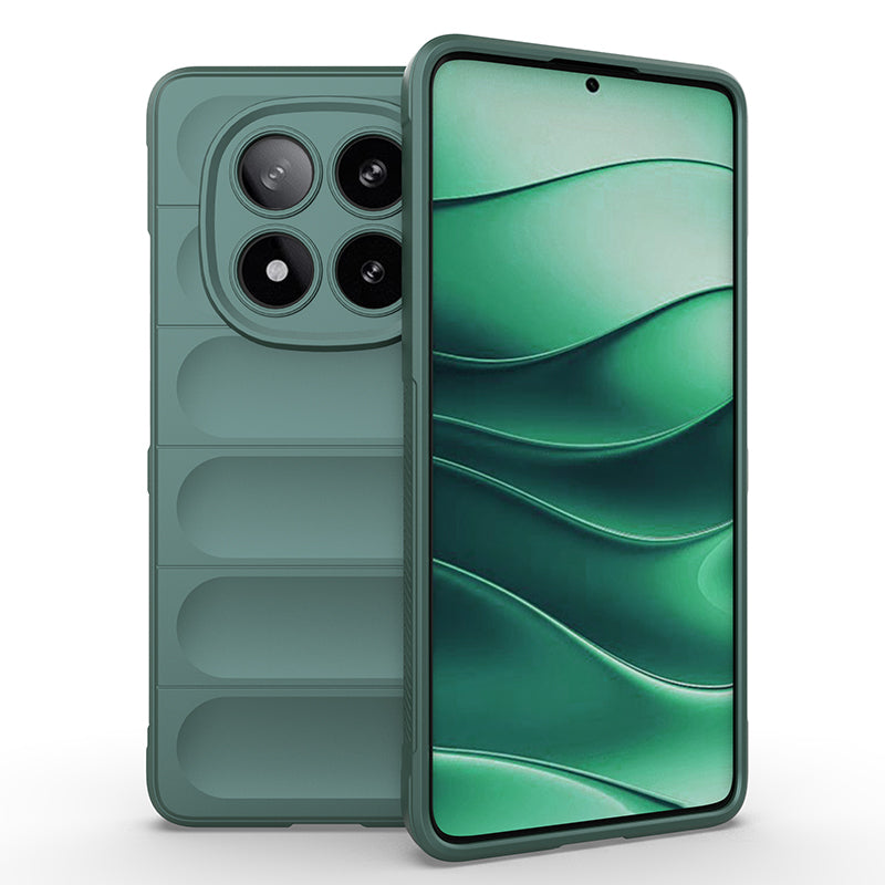 Xiaomi Redmi Note 14 Pro 4G Kılıf Esnek TPU Oyuklu Arka Yüzey Tasarımlı Zore Etnik Silikon Kapak Koyu Yeşil