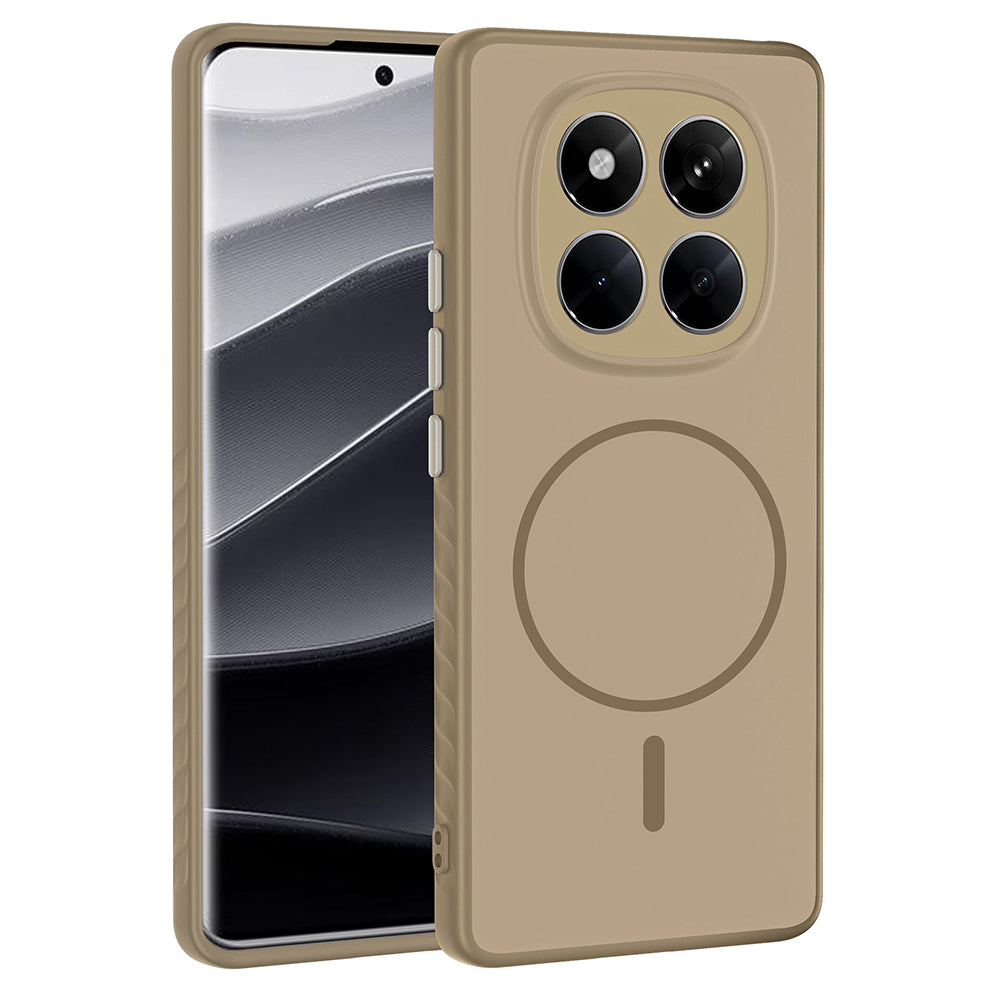 Xiaomi Redmi Note 14 Pro 4G Kılıf M-safe Şarj Özellikli Tea Kapak Gold