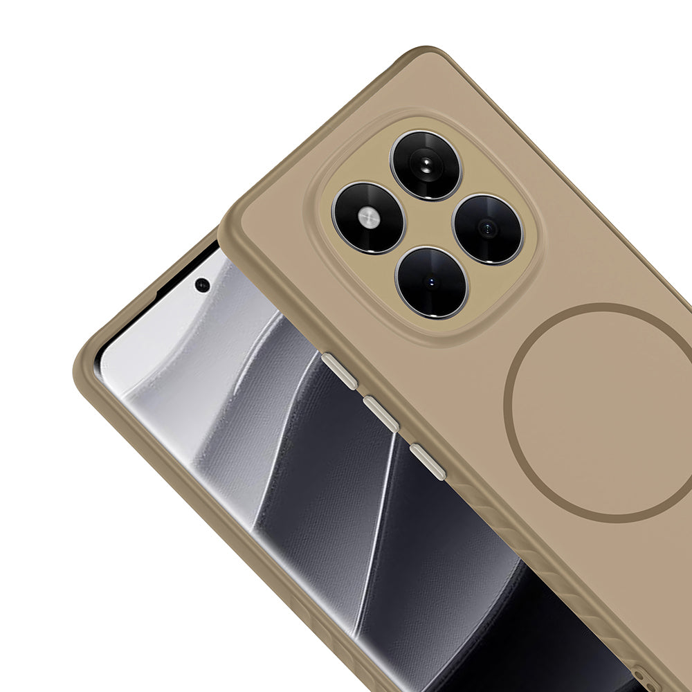 Xiaomi Redmi Note 14 Pro 4G Kılıf M-safe Şarj Özellikli Tea Kapak Gold