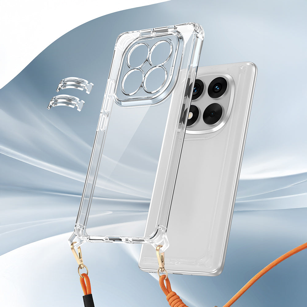 Xiaomi Redmi Note 14 Pro 5G Kılıf Airbagli Takılabilir Askı Aparatlı Zore Snap Silikon Kapak Şeffaf