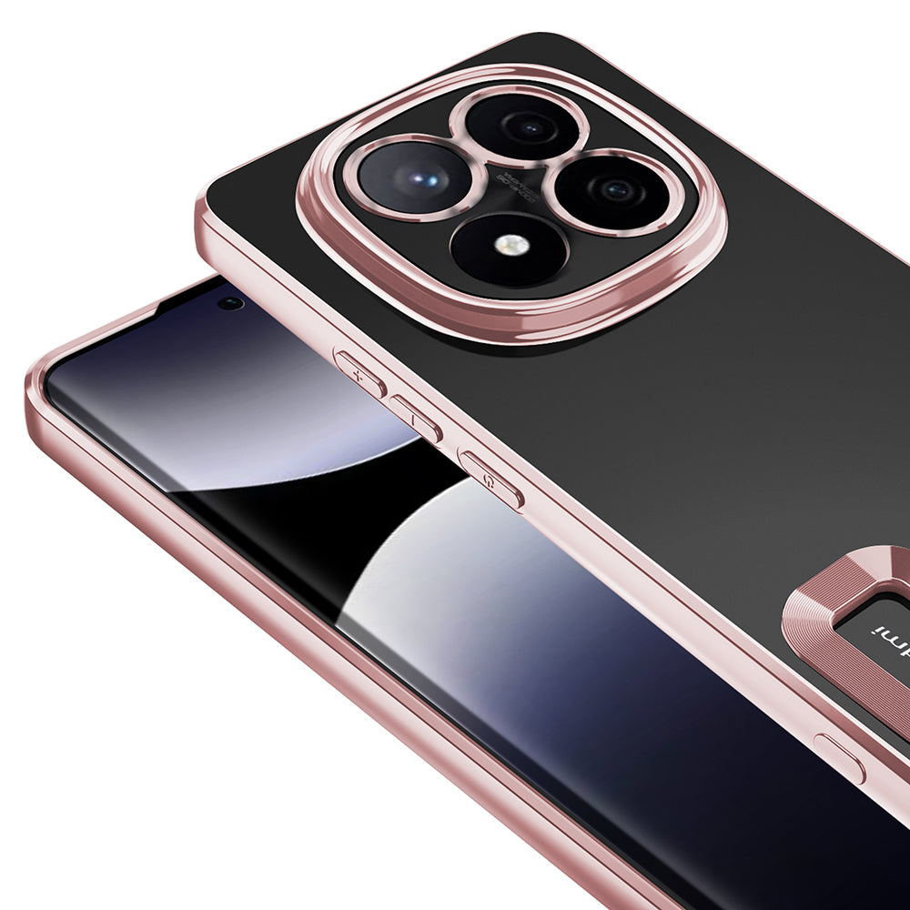 Xiaomi Redmi Note 14 Pro 5G Kılıf Kamera Korumalı Logo Gösteren Zore Omega Kapak Rose Gold
