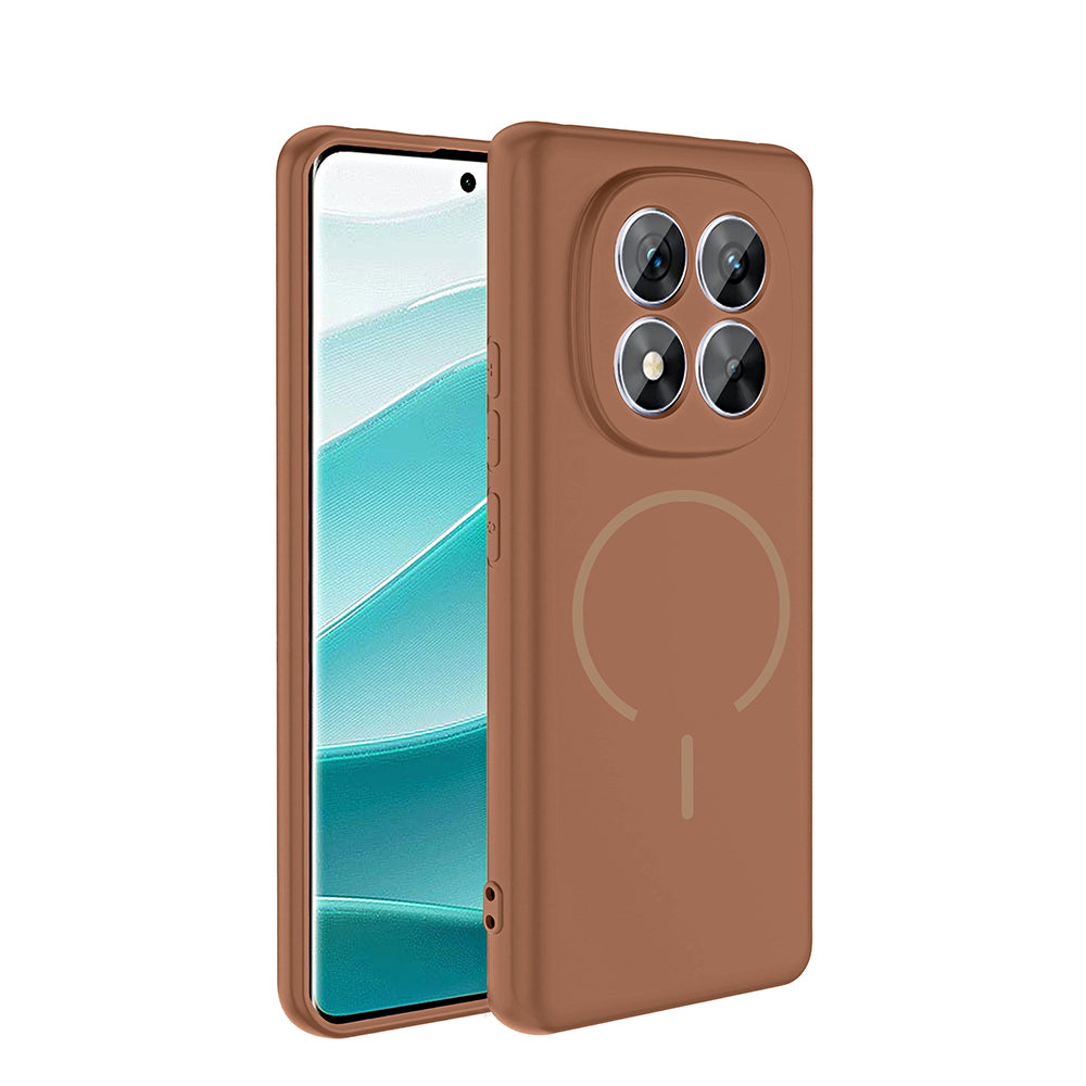 Xiaomi Redmi Note 14 Pro 5G Kılıf M-safe Şarj Özellikli Zore Meta Kapak Kahverengi
