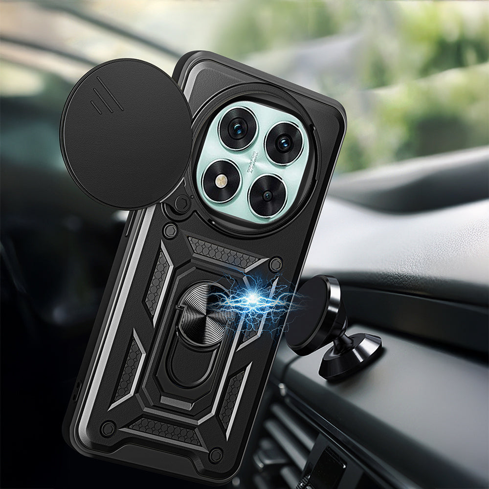 Xiaomi Redmi Note 14 Pro 5G Kılıf Magnetik Standlı Kamera Korumalı Zore Sürgülü Vega Kapak Siyah