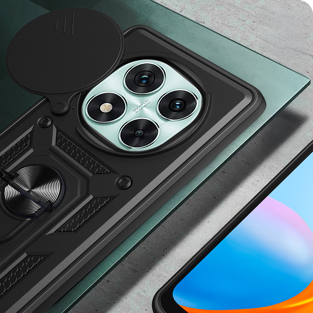 Xiaomi Redmi Note 14 Pro 5G Kılıf Magnetik Standlı Kamera Korumalı Zore Sürgülü Vega Kapak Siyah