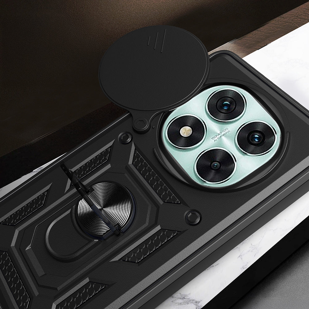 Xiaomi Redmi Note 14 Pro 5G Kılıf Magnetik Standlı Kamera Korumalı Zore Sürgülü Vega Kapak Mavi