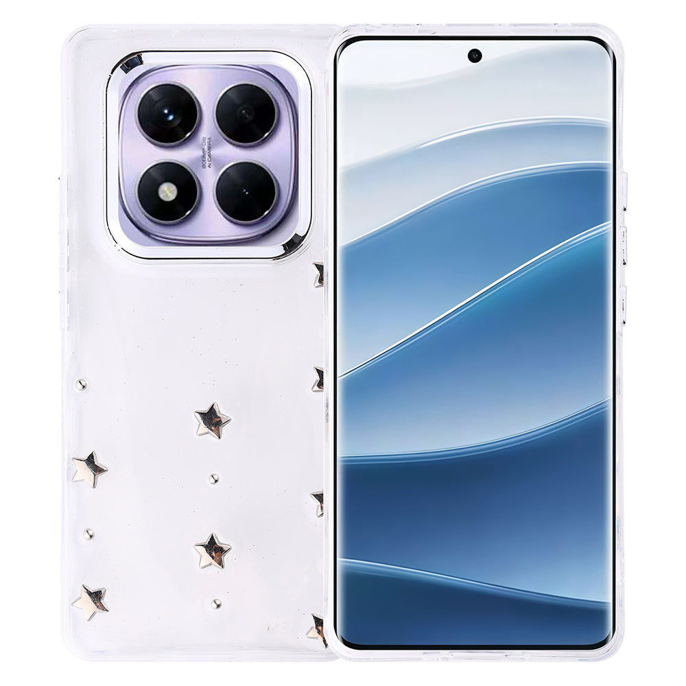 Xiaomi Redmi Note 14 Pro Plus Kılıf Airbag Tasarımlı Simli Şeffaf Zore Kutup Kapak Fiyonk