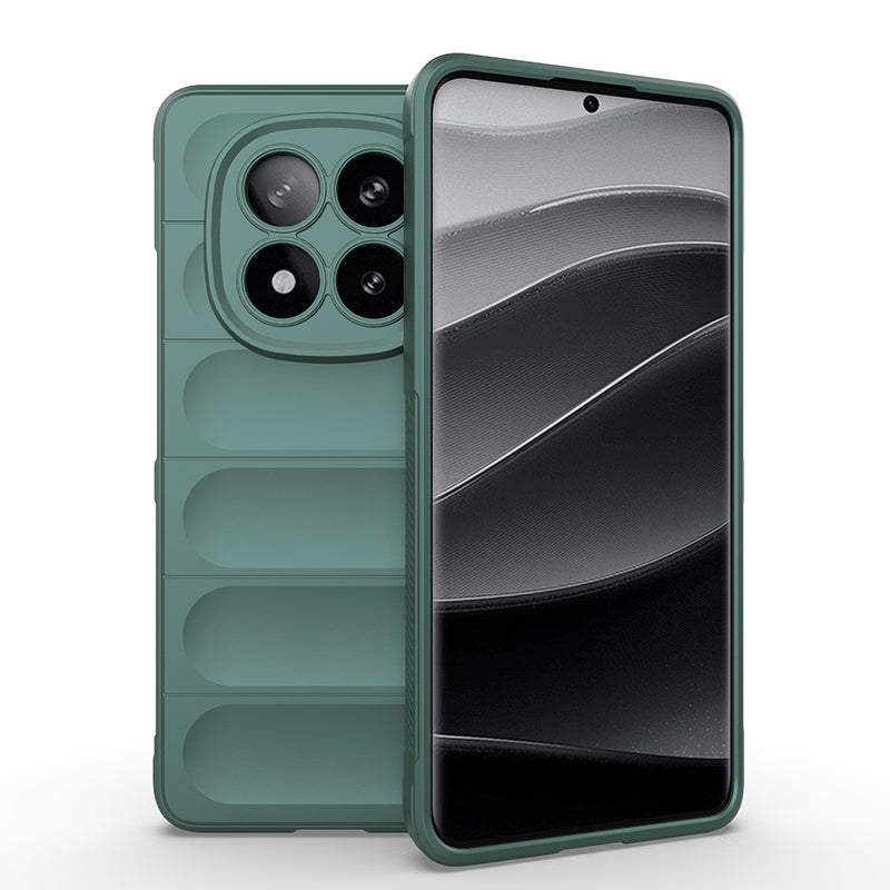 Xiaomi Redmi Note 14 Pro Plus Kılıf Esnek TPU Oyuklu Arka Yüzey Tasarımlı Zore Etnik Silikon Kapak Koyu Yeşil