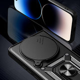 Xiaomi Redmi Note 14 Pro Plus Kılıf Magnetik Standlı Kamera Korumalı Zore Sürgülü Vega Kapak Mavi
