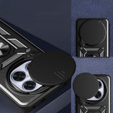 Xiaomi Redmi Note 14 Pro Plus Kılıf Magnetik Standlı Kamera Korumalı Zore Sürgülü Vega Kapak Siyah