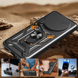 Xiaomi Redmi Note 14 Pro Plus Kılıf Magnetik Standlı Kamera Korumalı Zore Sürgülü Vega Kapak Siyah