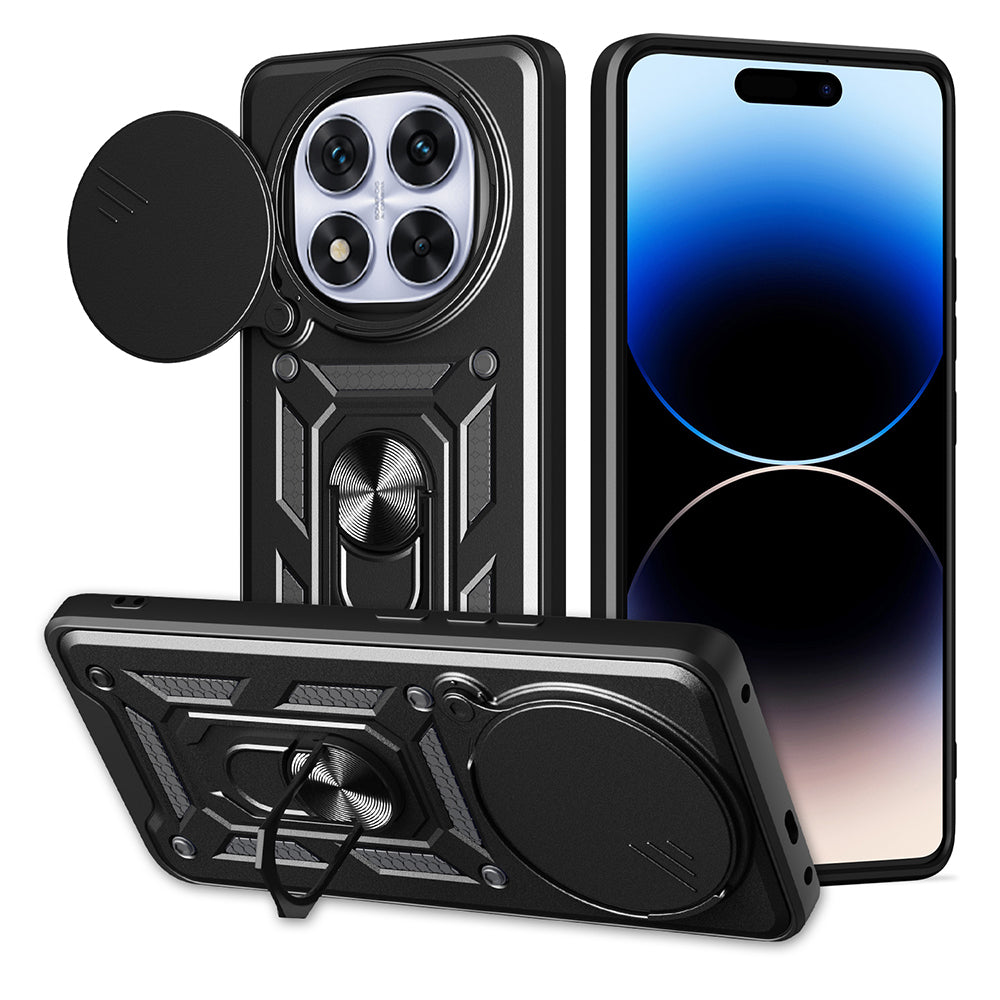 Xiaomi Redmi Note 14 Pro Plus Kılıf Magnetik Standlı Kamera Korumalı Zore Sürgülü Vega Kapak Mavi