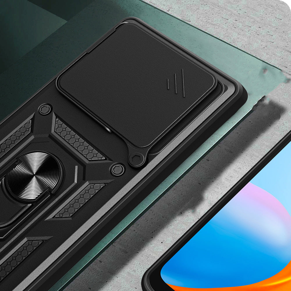 Xiaomi Redmi Note 15 4G Kılıf Magnetik Standlı Kamera Korumalı Zore Sürgülü Vega Kapak Siyah