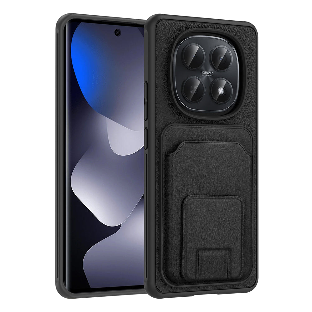 Xiaomi Redmi Note 15 5G Kılıf Kartlıklı TPU Wolf Dizayn Bikart Kapak Siyah