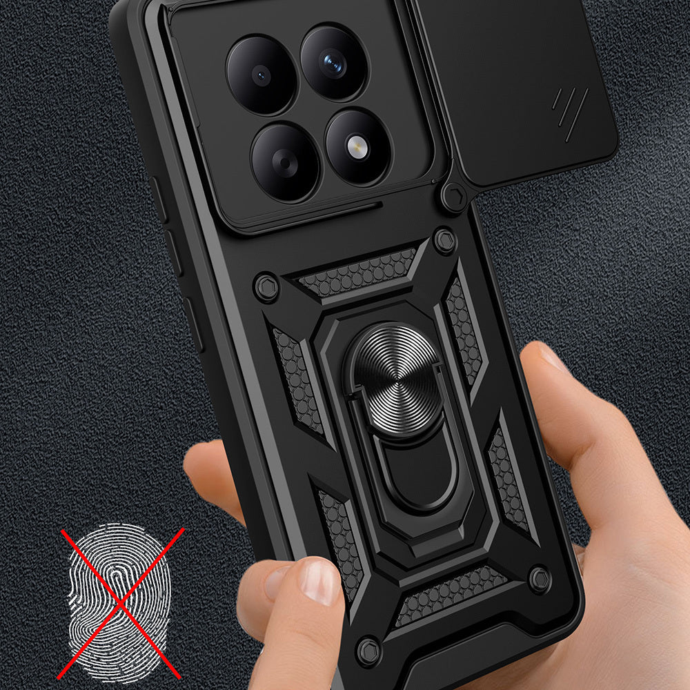 Xiaomi Redmi Note 15 5G Kılıf Magnetik Standlı Kamera Korumalı Zore Sürgülü Vega Kapak Siyah