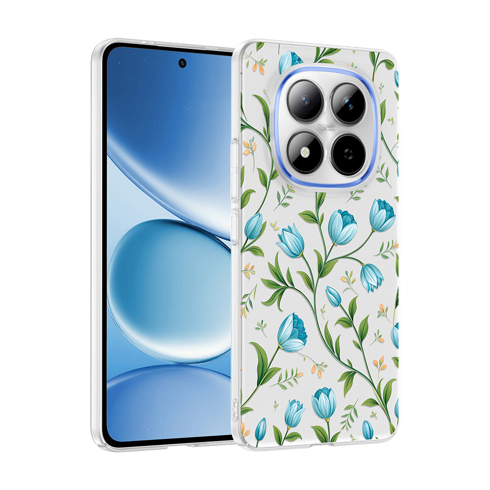Xiaomi Redmi Note 15 Pro 4G Kılıf Kamera Korumalı Desenli Zore Klip Kapak Mavi Lale
