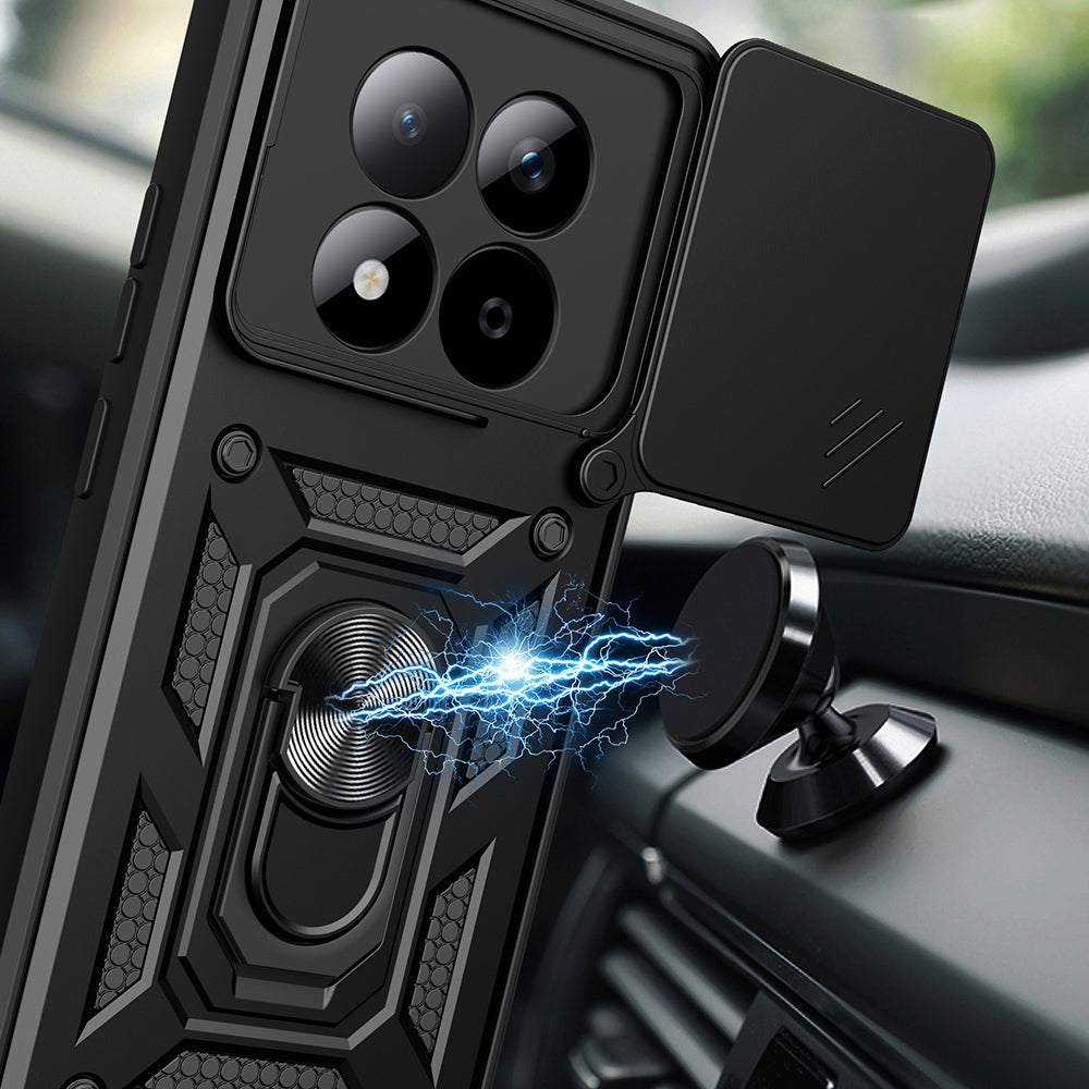 Xiaomi Redmi Note 15 Pro 4G Kılıf Magnetik Standlı Kamera Korumalı Zore Sürgülü Vega Kapak Siyah