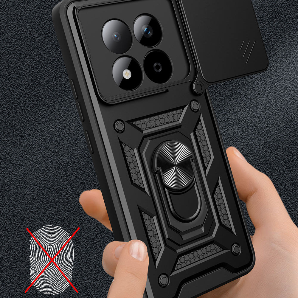 Xiaomi Redmi Note 15 Pro 4G Kılıf Magnetik Standlı Kamera Korumalı Zore Sürgülü Vega Kapak Siyah