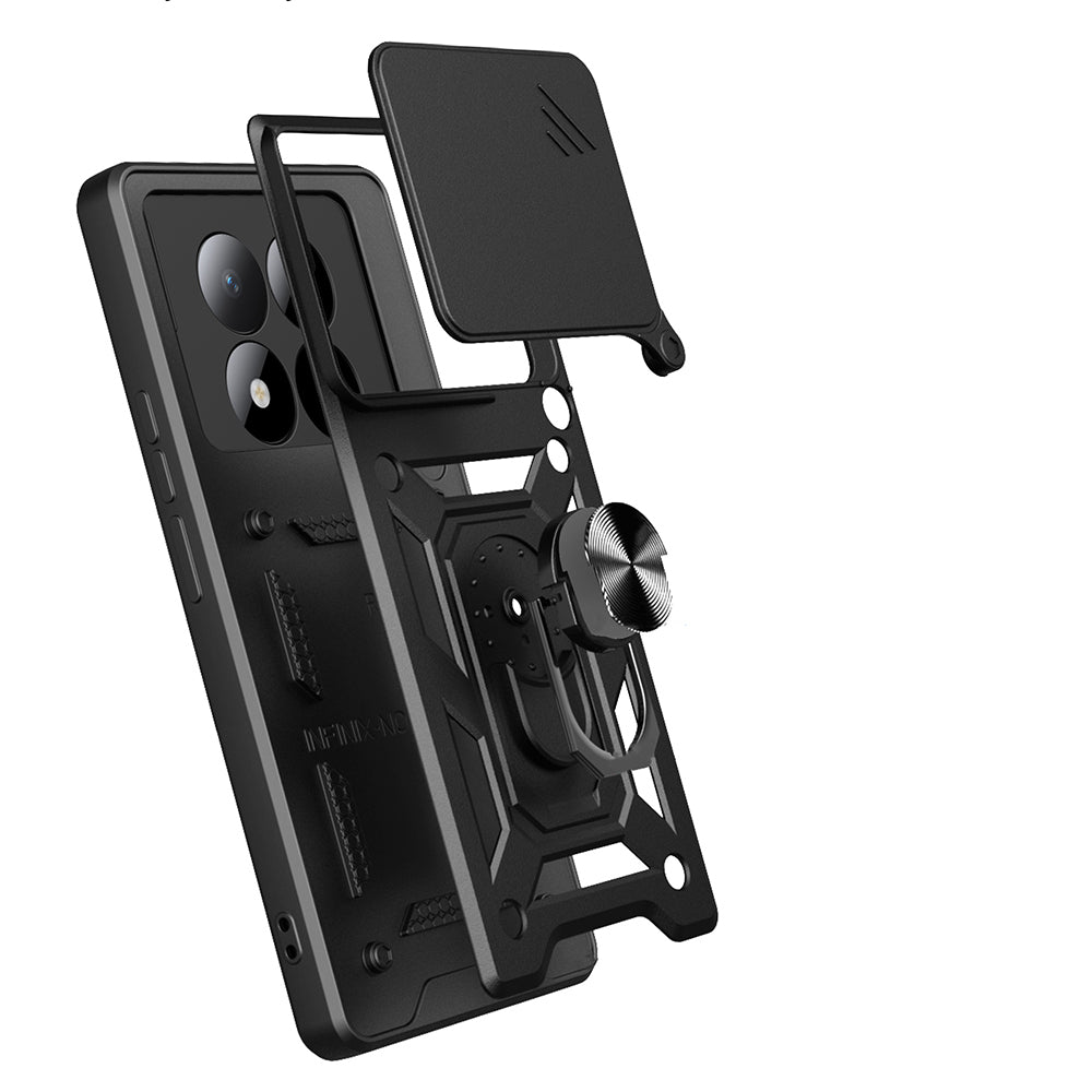 Xiaomi Redmi Note 15 Pro 4G Kılıf Magnetik Standlı Kamera Korumalı Zore Sürgülü Vega Kapak Siyah