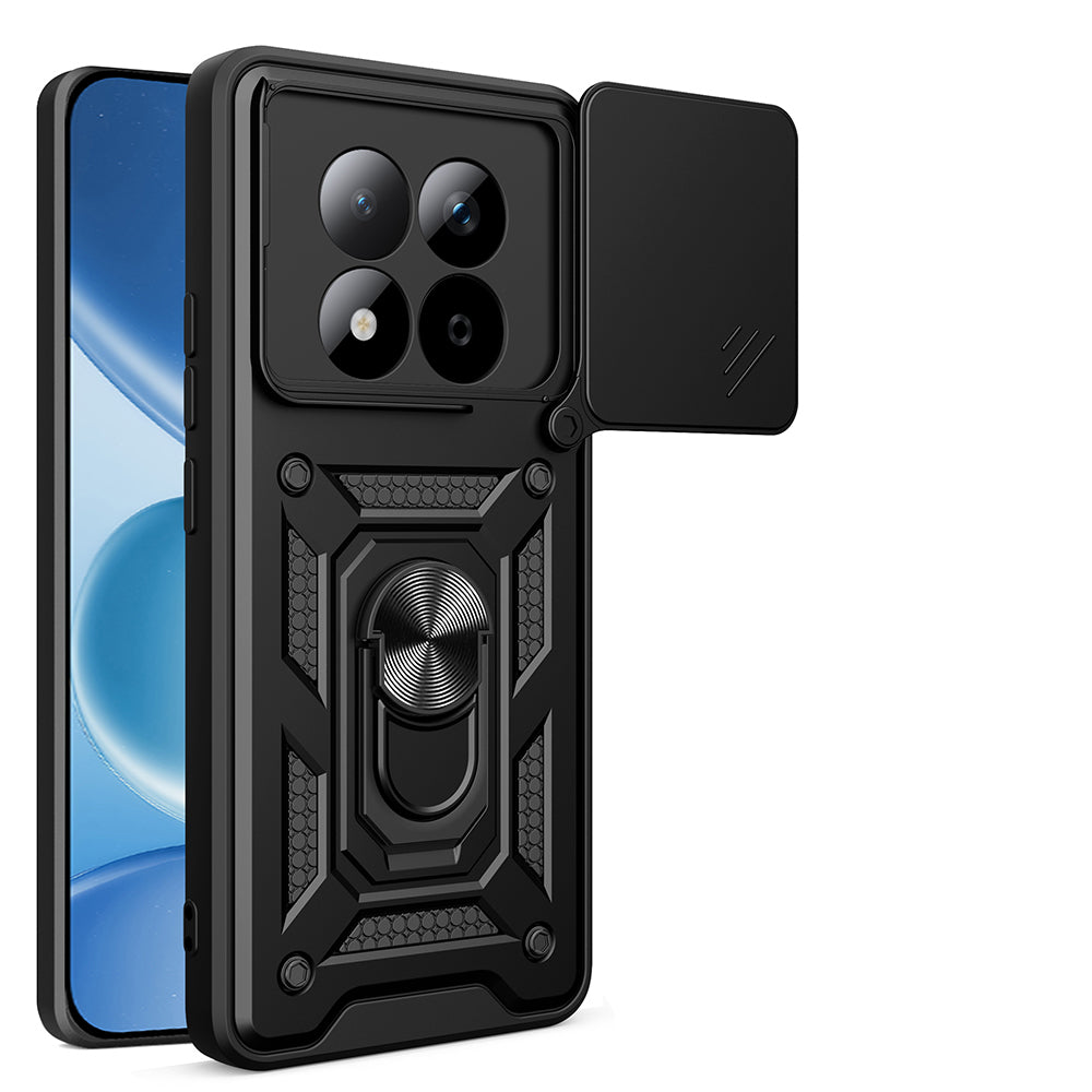 Xiaomi Redmi Note 15 Pro 4G Kılıf Magnetik Standlı Kamera Korumalı Zore Sürgülü Vega Kapak Siyah
