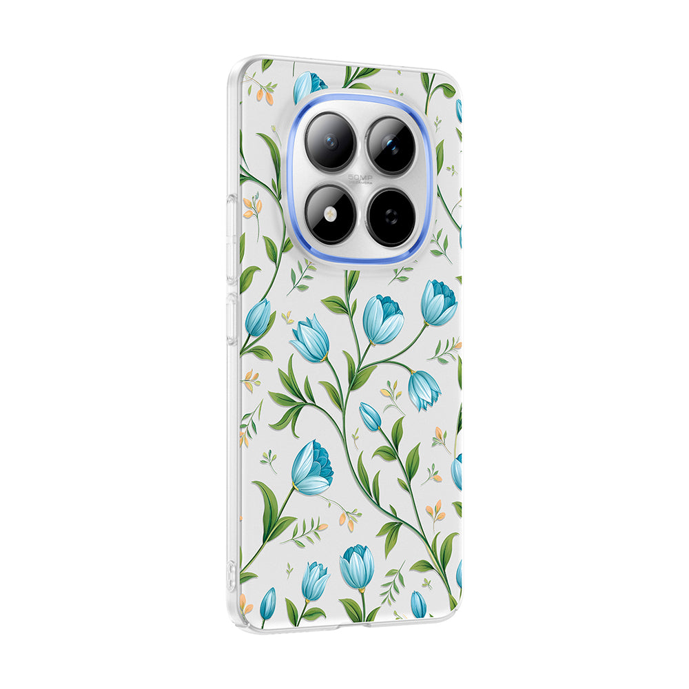 Xiaomi Redmi Note 15 Pro Kılıf Kamera Korumalı Desenli Zore Klip Kapak Mavi Lale