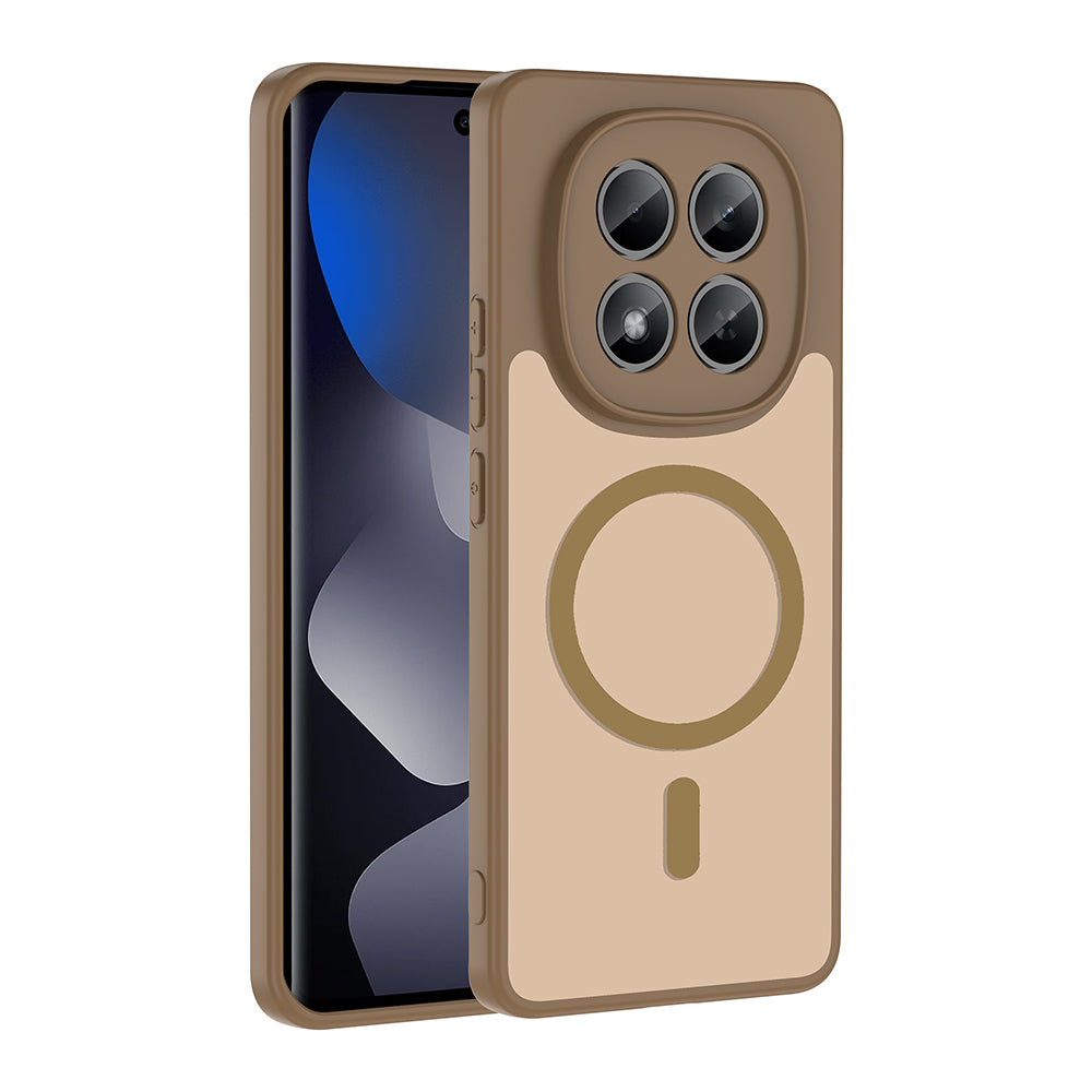 Xiaomi Redmi Note 15 Pro Plus Kılıf M-safe Şarj Özellikli Zore Babet Kapak Kahverengi