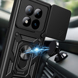 Xiaomi Redmi Note 15 Pro Plus Kılıf Magnetik Standlı Kamera Korumalı Zore Sürgülü Vega Kapak Siyah