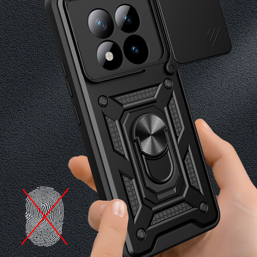 Xiaomi Redmi Note 15 Pro Plus Kılıf Magnetik Standlı Kamera Korumalı Zore Sürgülü Vega Kapak Siyah