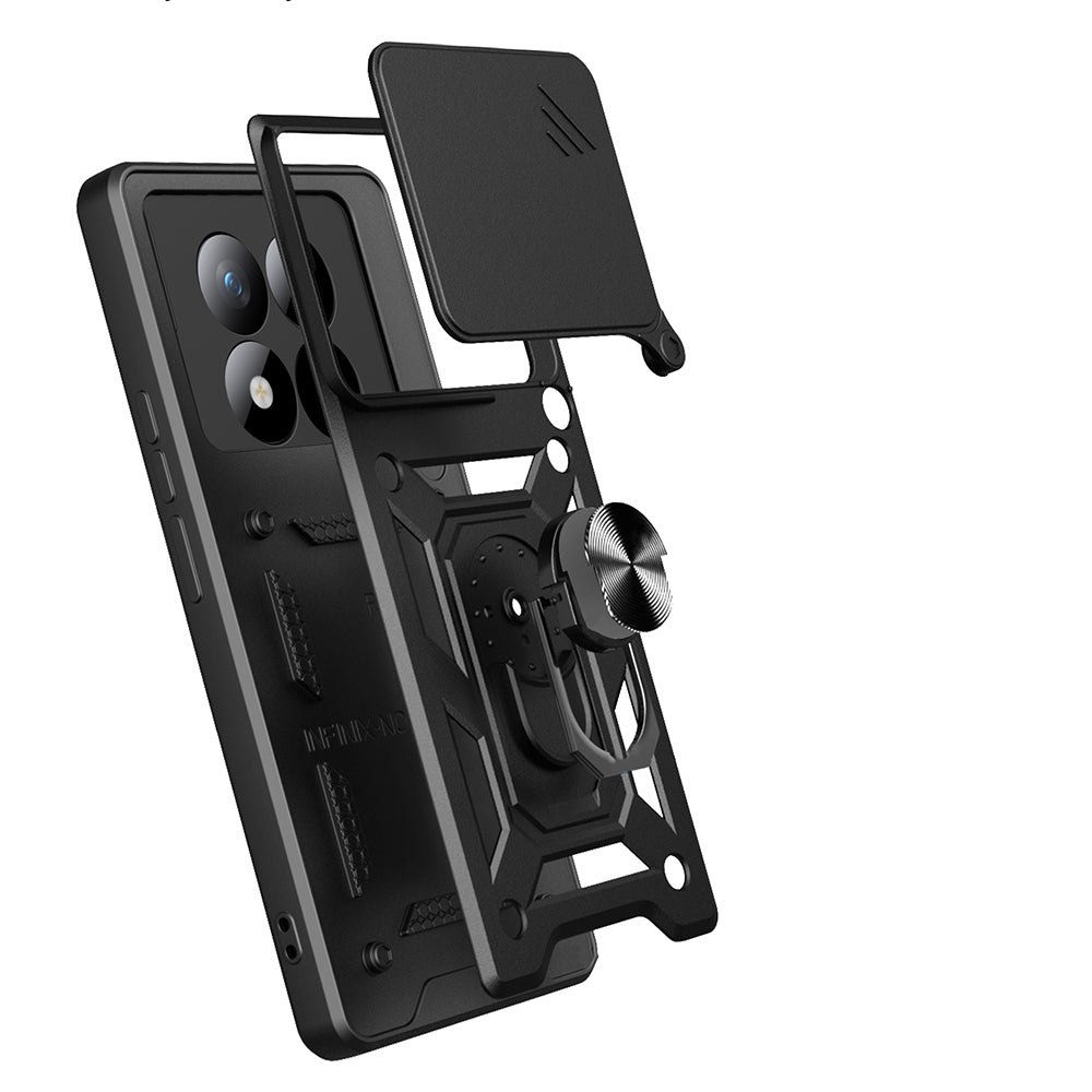 Xiaomi Redmi Note 15 Pro Plus Kılıf Magnetik Standlı Kamera Korumalı Zore Sürgülü Vega Kapak Siyah