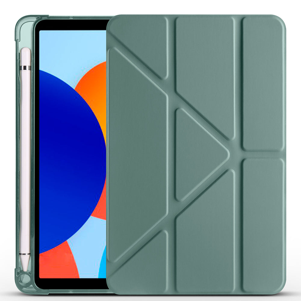 Xiaomi Redmi Pad SE 8.7 Kılıf Zore Tri Folding Kalem Bölmeli Standlı Kılıf Koyu Yeşil