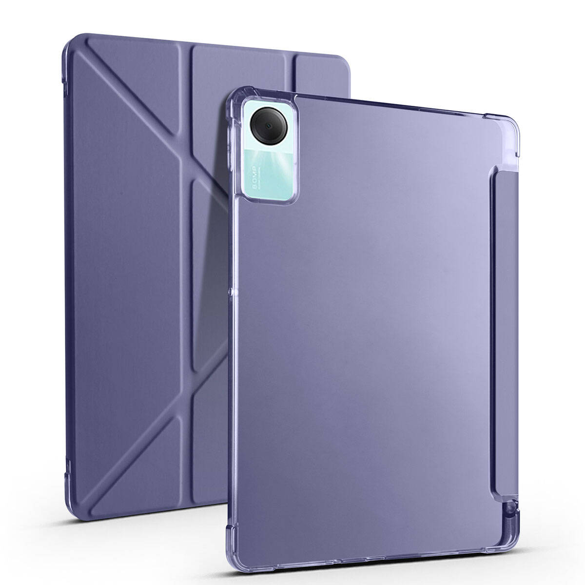 Xiaomi Redmi Pad SE Kılıf Zore Tri Folding Kalem Bölmeli Standlı Kılıf Mor