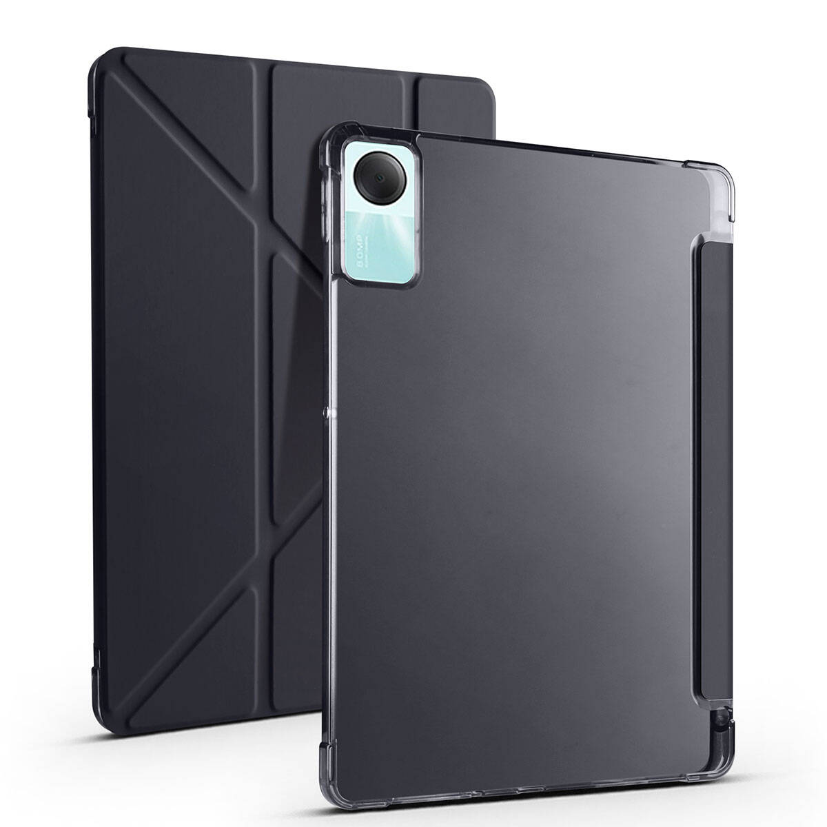 Xiaomi Redmi Pad SE Kılıf Zore Tri Folding Kalem Bölmeli Standlı Kılıf Siyah