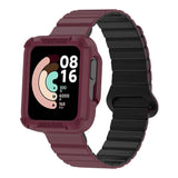 Xiaomi Redmi Watch 1 Silikon Kordon Zore KRD-105 Strap Kayış Koyu Kırmızı-Siyah