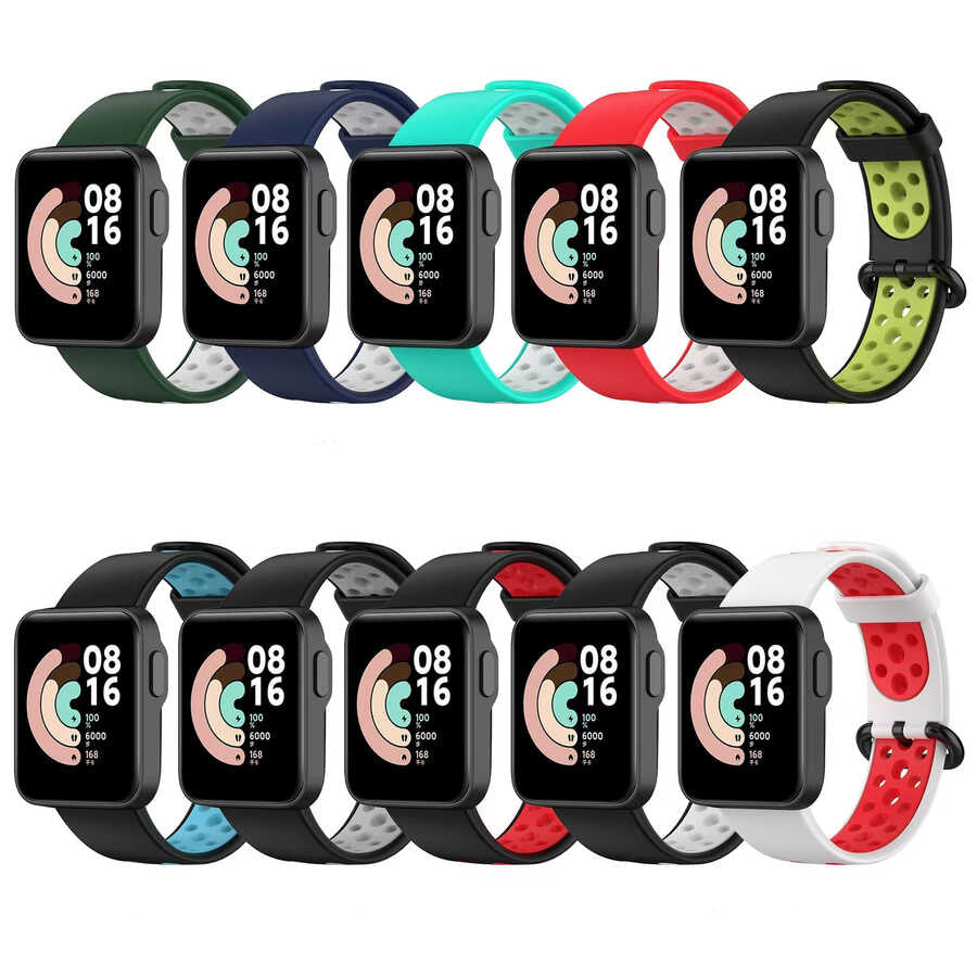 Xiaomi Redmi Watch 2 Lite KRD-02 Silikon Kordon Beyaz-Kırmızı