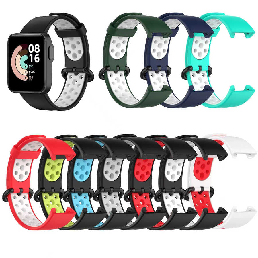 Xiaomi Redmi Watch 2 Lite KRD-02 Silikon Kordon Beyaz-Kırmızı