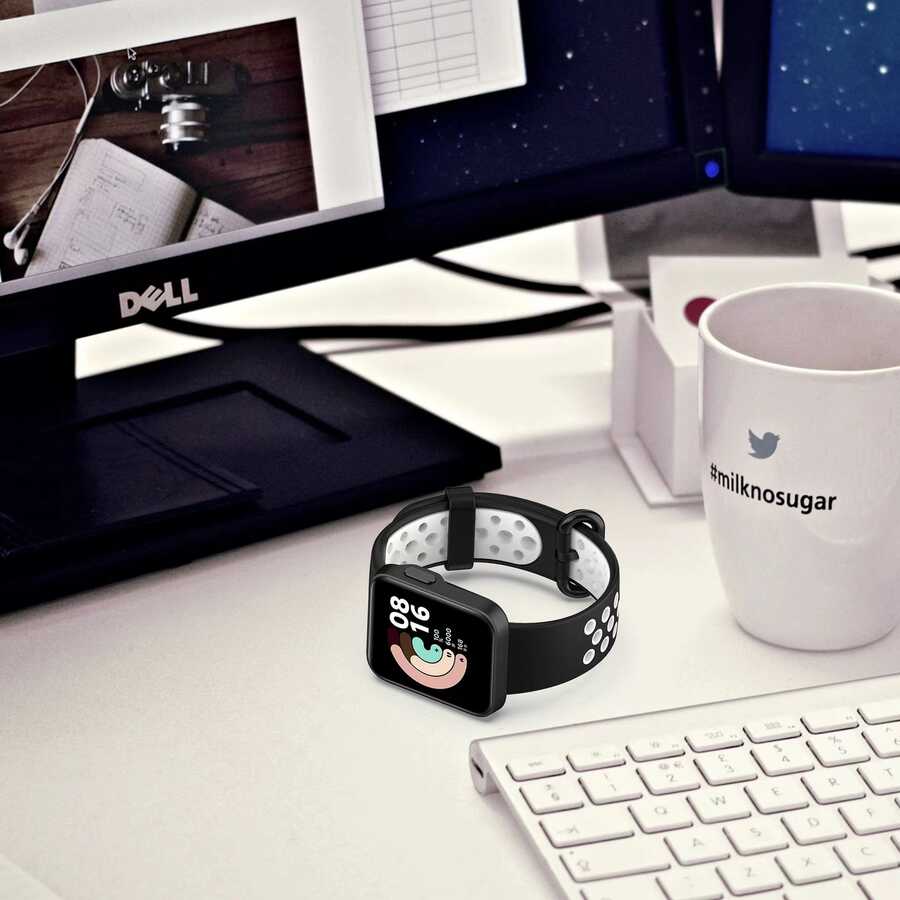 Xiaomi Redmi Watch 2 Lite KRD-02 Silikon Kordon Beyaz-Kırmızı