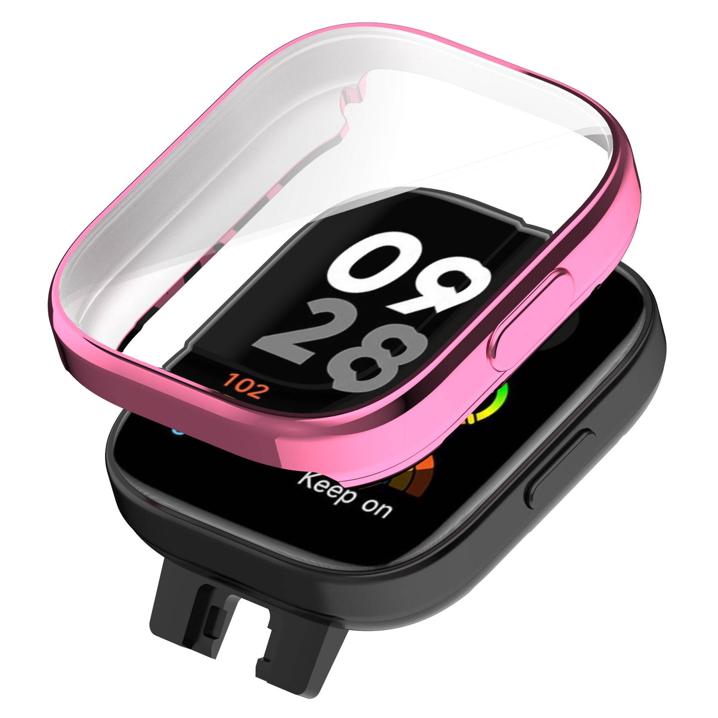 Xiaomi Redmi Watch 3 360 Derece Korumalı Kasa ve Ekran Koruyucu Zore Watch Gard 30 Pembe