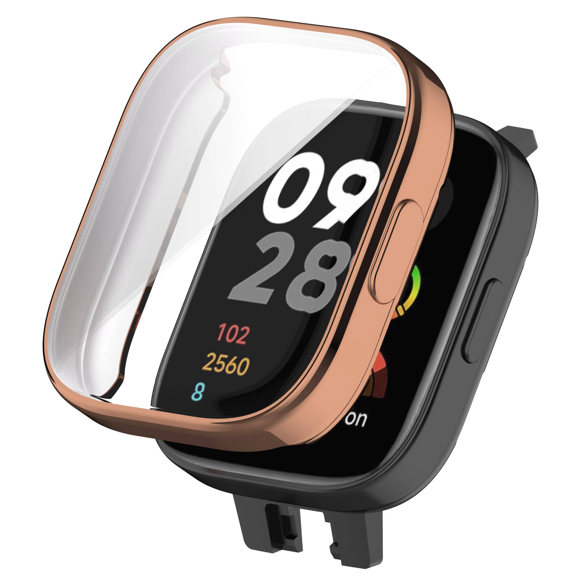 Xiaomi Redmi Watch 3 360 Derece Korumalı Kasa ve Ekran Koruyucu Zore Watch Gard 30 Rose Gold