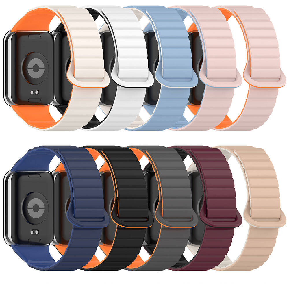 Xiaomi Redmi Watch 4 Silikon Kordon Zore KRD-105 Strap Kayış Pembe-Turuncu